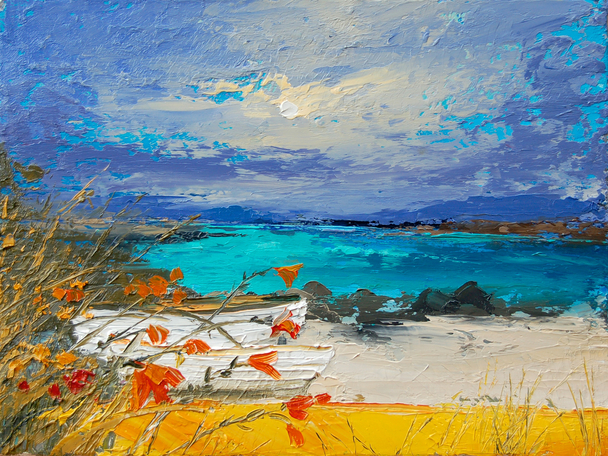 Upturned Canoe and Boats, Iona